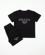 Prada Baskılı Tişört ve Şort Takım